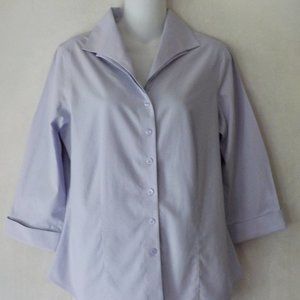 HAD IT TOO LONG GOTTA GO Coldwater Creek blouse sz PS 6P 8P lavender EUC